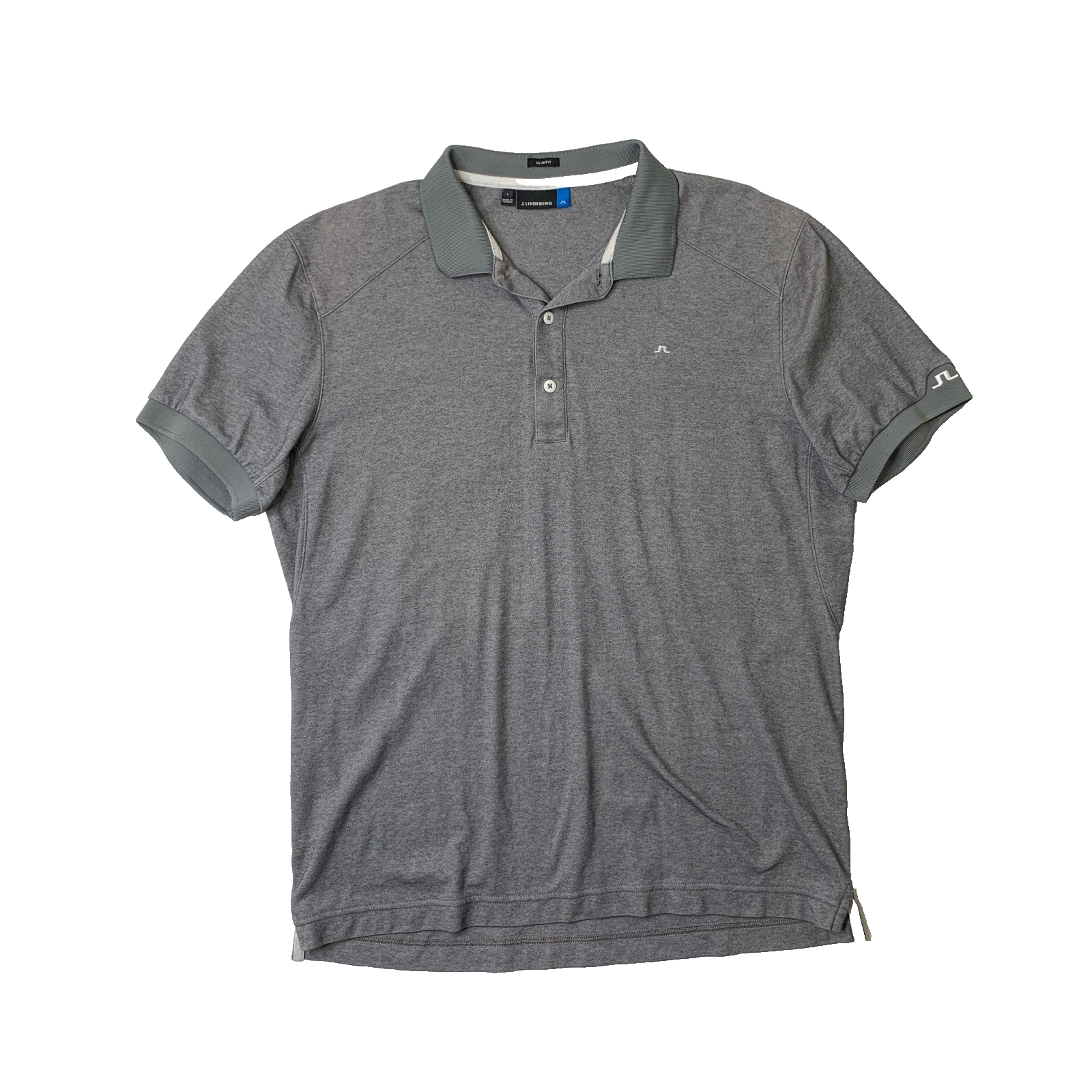 J Lindeberg Shirt Mens L Large Gray Martin Slim Cotton Poly Short Sleeve Golf